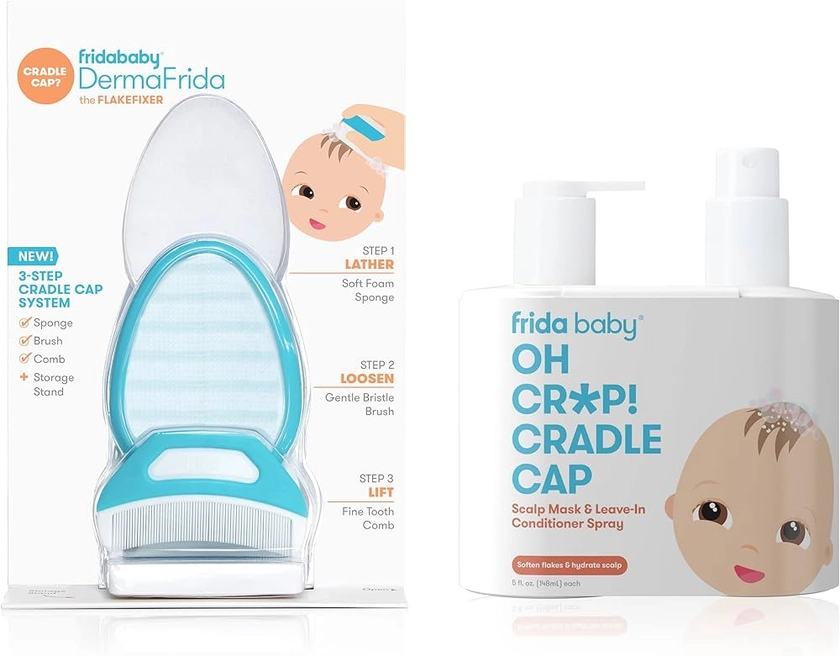 Amazon.com: Frida Baby O sistema de tampa de suporte em 3 etapas com spray para couro cabeludo + máscara de couro cabeludo : Bebê