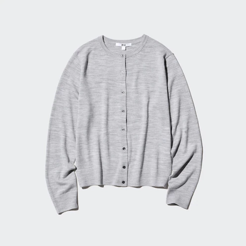 WOMEN'S MERINO CREW NECK CARDIGAN | UNIQLO CA