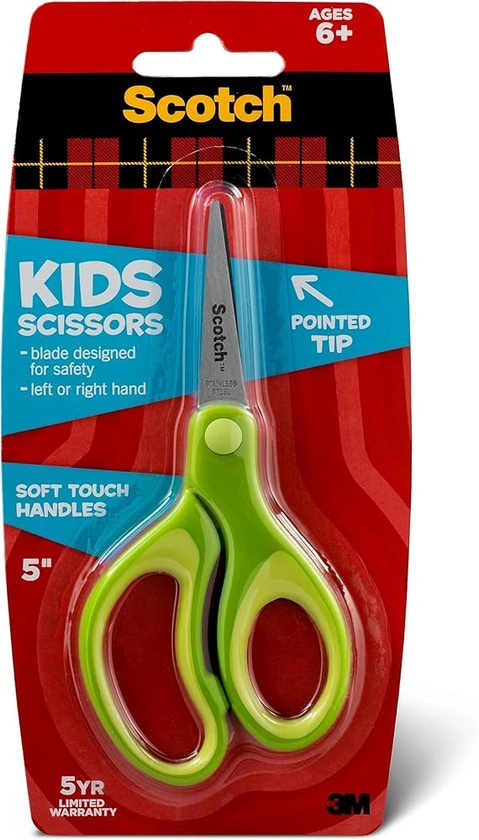 Amazon.com : Scotch Kids Pointed Tip Scissors with Soft Touch, 5 Inches (1442P) (Colors may vary) : Arts, Crafts & Sewing