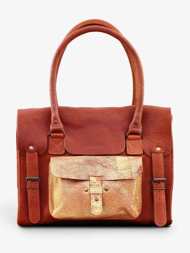 LeRive Gauche M Naturel / Doré - sac bandoulière cuir femme Marron,Doré | PAUL MARIUS