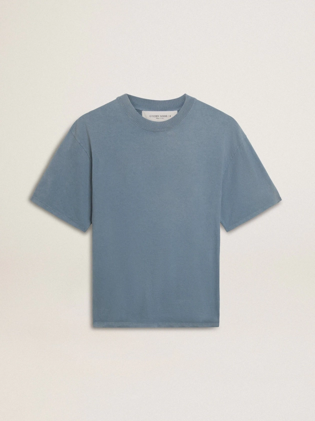 T-shirt bleu pastel avec logo inversé dans le dos - Jersey Capsule | Golden Goose