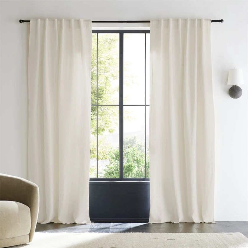 Ivory EUROPEAN FLAX -Certified Linen Window Curtain Panel 52"x96" + Reviews | Crate & Barrel
