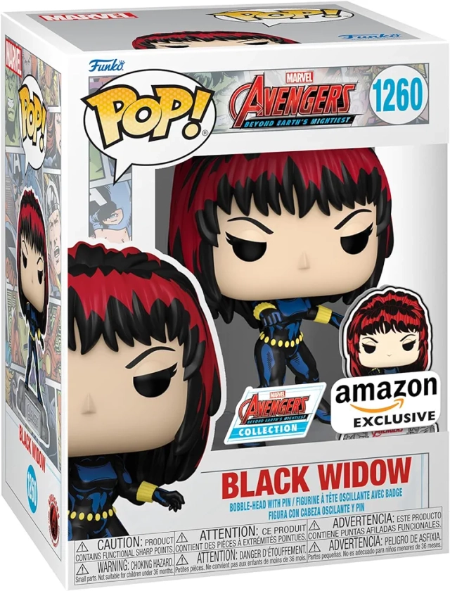 Funko Pop! Marvel: A60- Comic Black Widow With Enamel Pin - Marvel Comics - Amazon Exclusive - Collectable Vinyl Figure - Gift Idea - Official Merchandise - Toys for Kids & Adults