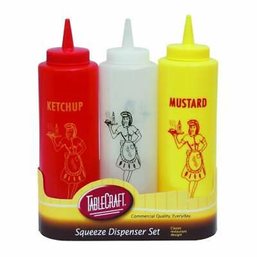 3 Retro Set Plastic Squeeze Sauce Bottles12oz Clear/Red/Yellow | eBay