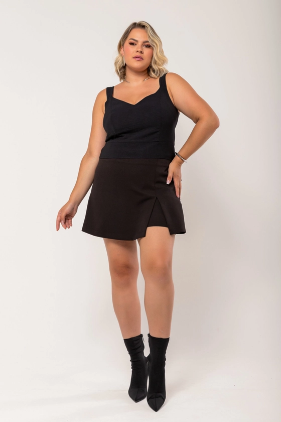Shorts Saia Crepe Preto | Rery | Roupa Feminina Plus Size