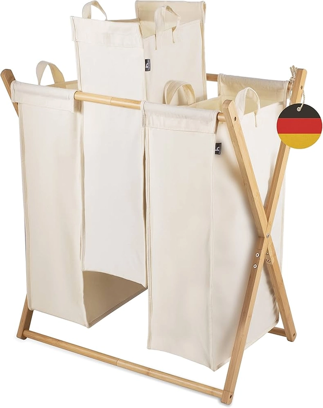 HENNEZ Panier à Linge Sale 150L XXL - Paniere a Linge 3 Compartiment - Bac a Linge Sale - Corbeille a Linge pour Buanderie - Meuble Panier a Linge en bois - Séparateur à Linge, Beige : Amazon.fr: Cuisine et Maison