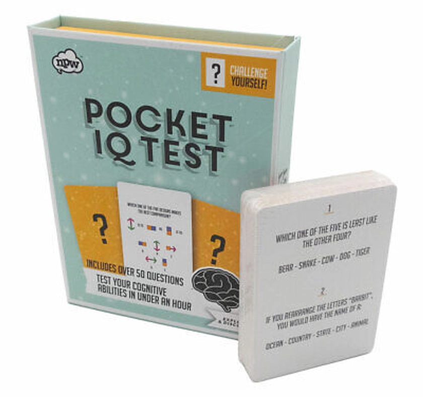 NPW POCKET IQ TEST QUIZ CARD GAME FAMILY FUN 50+ QUESTIONS RIDDLE TRAVEL GAME | eBay