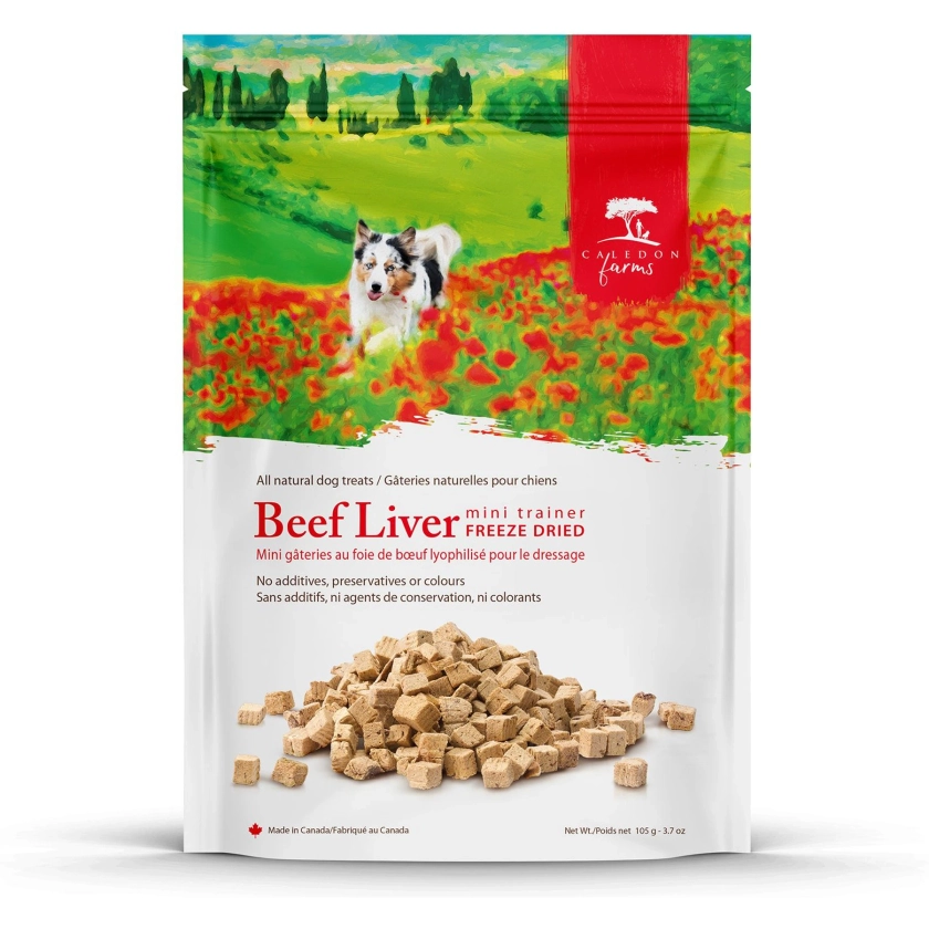Caledon Farms Mini Trainers Beef Liver Freeze-Dried Dog Treats, 105-gm bag