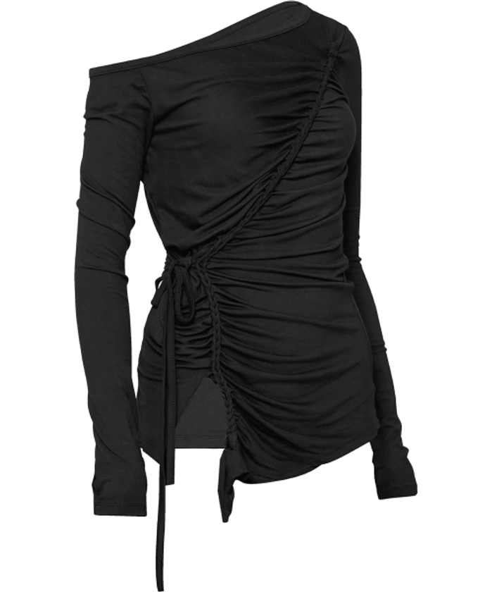 MUSINSA | FLAREUP Handmade Twisted One-Shoulder Long Sleeve (FL-117_Black)
