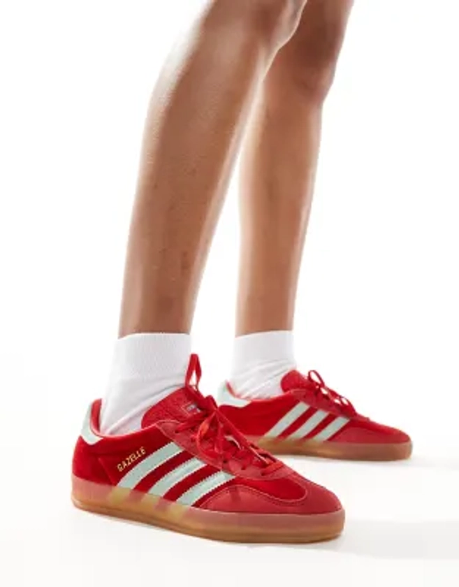 adidas Originals - Gazelle Indoor - Baskets en velours - Rouge/bleu | ASOS