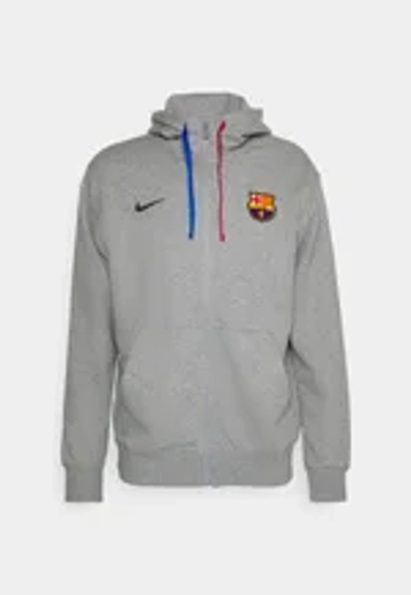 Nike Performance FC BARCELONA CLUB HOODIE - Sweater met rits - grey heather/signal blue/black/donkergrijs - Zalando.be
