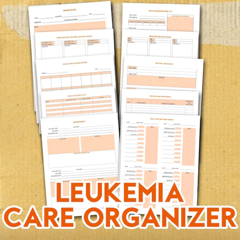 Leukemia Care Organizer, Cancer Care Forms, Cancer Care Organizer, Cancer Care Binder, Cancer Care Planner, Caregiver Gift