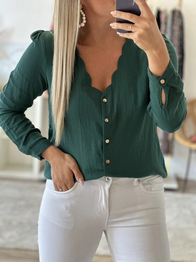 Blouse OCÉANE Vert sapin CURVY