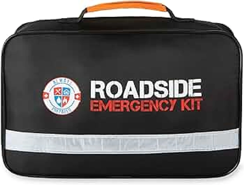 Premium (125 Piece) Roadside Emergency Car Kit – with Jumper Cables – All-in-One Auto Safety and First Aid Kit – Travel Safety for Women, Men, and College Kids – Roadtrip Essentials