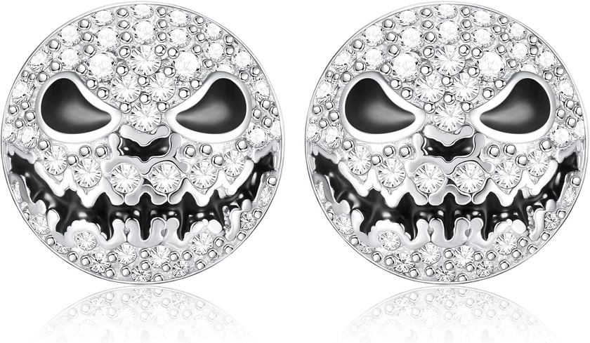 MILACOLATO Boucles d'Oreilles Gothiques Pour Femmes Hommes Boucles d'Oreilles Tête De Mort En Argent Sterling 925 Punk Charm CZ Boucles d'Oreilles Pour Halloween Réveillon De Noël Bijoux Cadeau