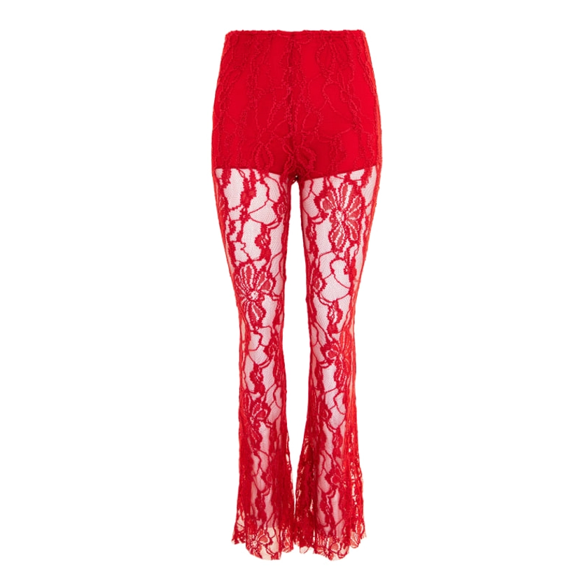 Ary Lace Pants Red