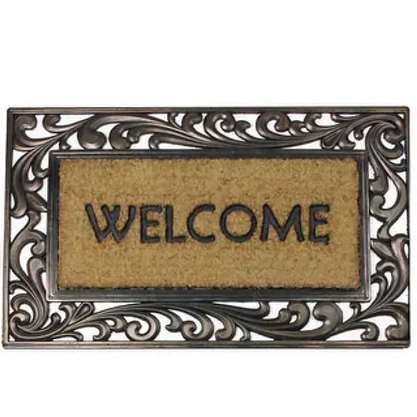 Natural Coir Welcome with Scroll Design Outdoor Doormat 18" x 30" | Overstock.com Shopping - The Best Deals on Door Mats | 27248542