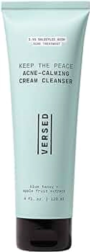 Versed Keep The Peace Calming Cream Cleanser - Gentle, Non-Drying Foaming Cleanser with Salicylic Acid - Daily Face Wash Helps Reduce Blemishes Without Stripping Skin - Vegan (4 fl oz)