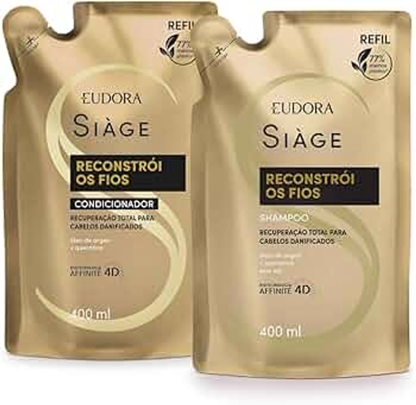 Eudora Kit Siàge Reconstrói os Fios: Refil Shampoo 400ml + Condicionador 400ml | Amazon.com.br
