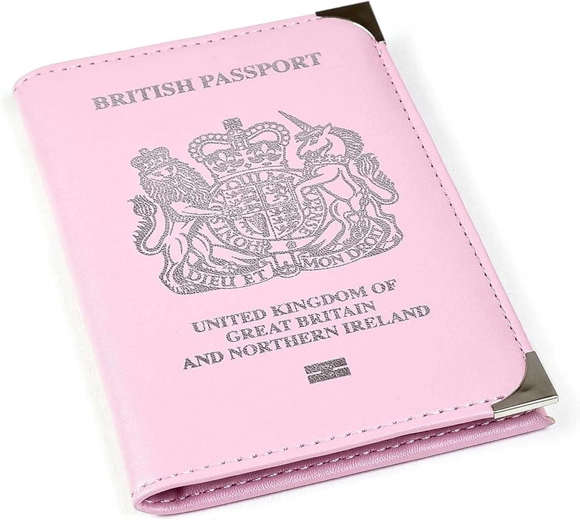 Esposti British Passport Holder - UK Passport Wallet - PU Leather - Pink - Non EU