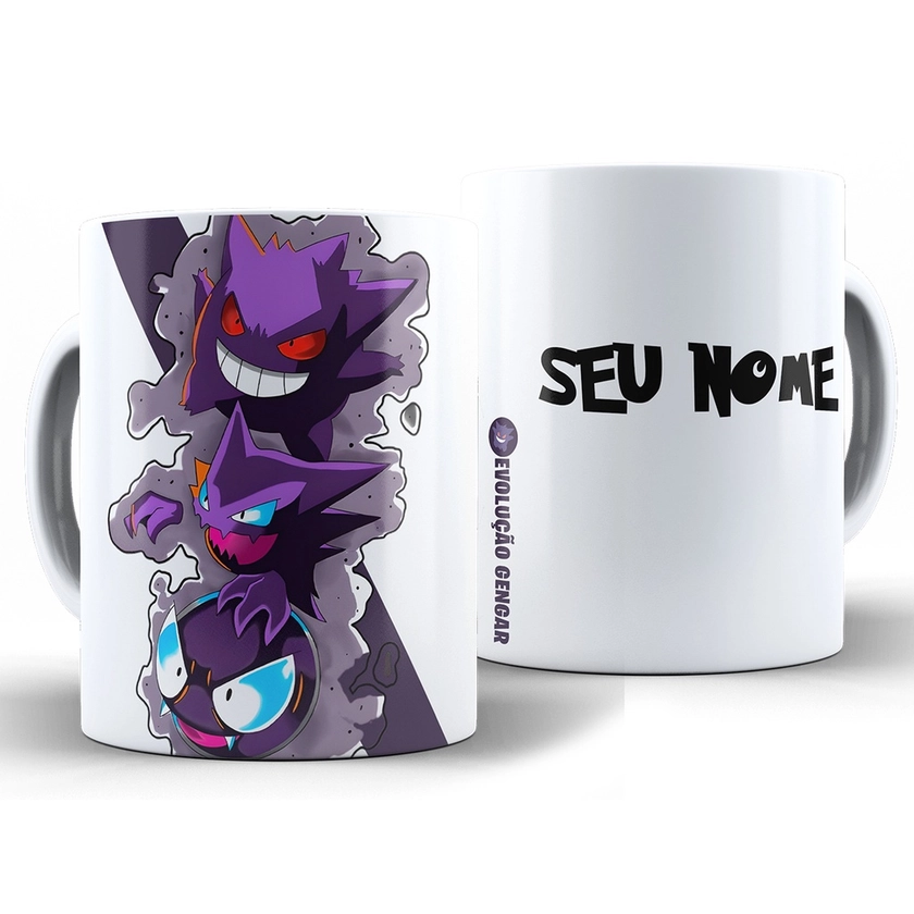 Caneca Gengar Pokémon Personalizada Com Nome + Caixa - Xícara 325ML Cerâmica | Shopee Brasil