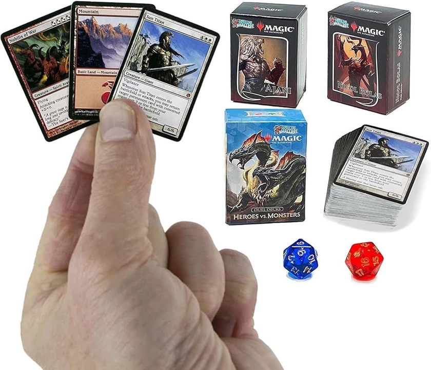 Worlds Smallest Magic: The Gathering Exclusive Collector Set Featuring Ajani VS. Nicol Bolas and Heroes VS. Monsters Duel Decks (MTGCollector)