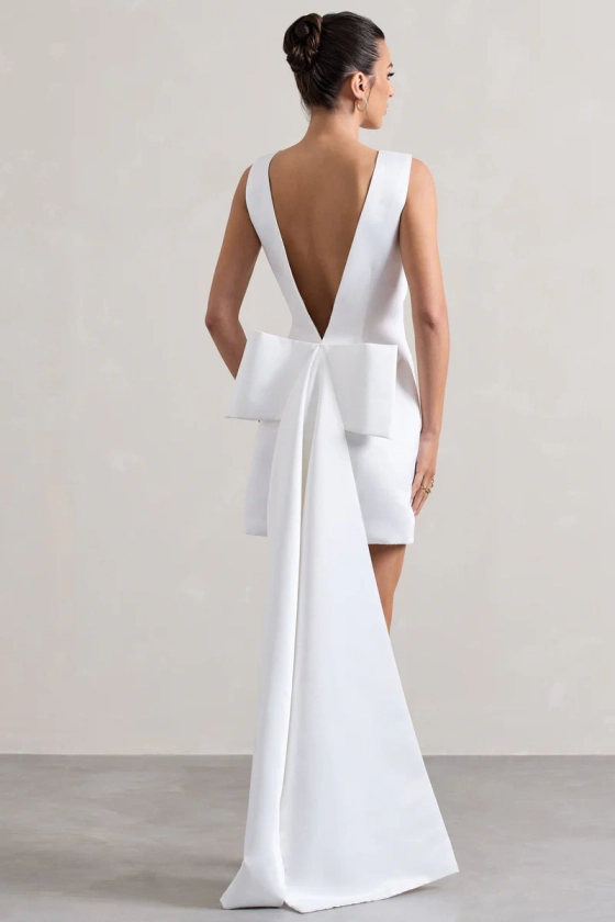 Peace | Mini-robe blanche en satin avec détail de drapé
