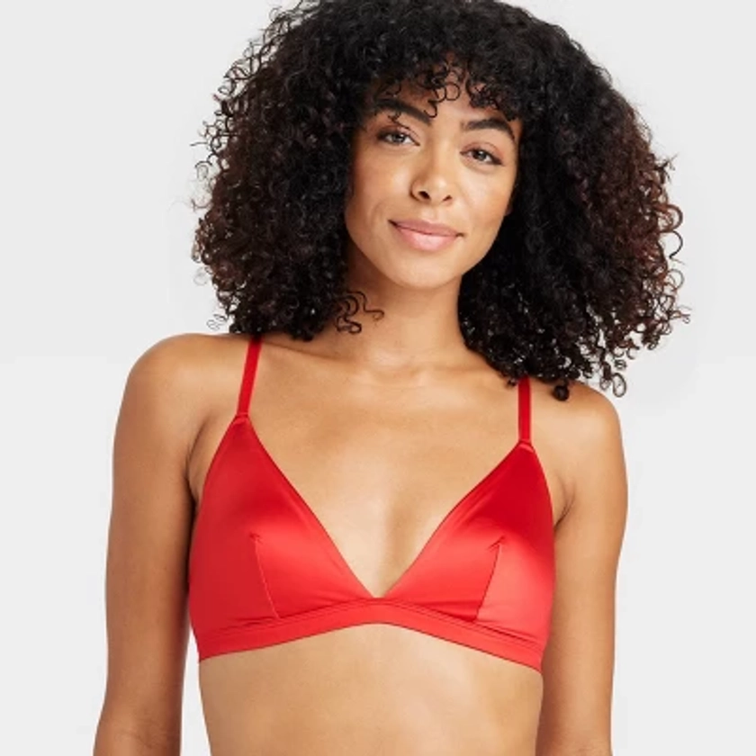 Women's Satin Unlined Triangle Bralette - Auden™ Red XL