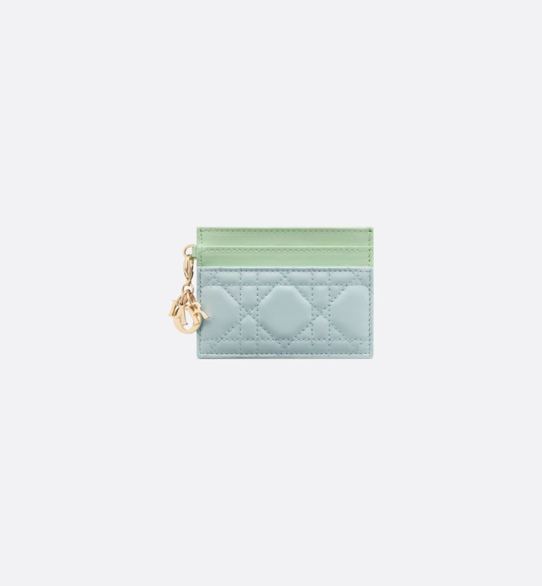 Lady Dior Freesia Card Holder Two-Tone Pastel Mint and Céleste Blue Cannage Lambskin | DIOR