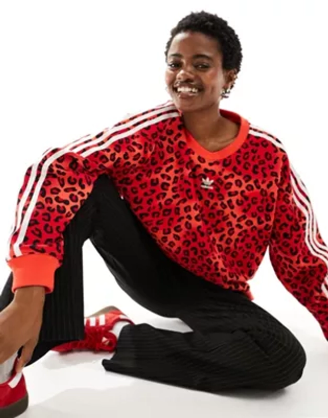 adidas Originals Leopard Luxe sweatshirt in all over red leopard print | ASOS