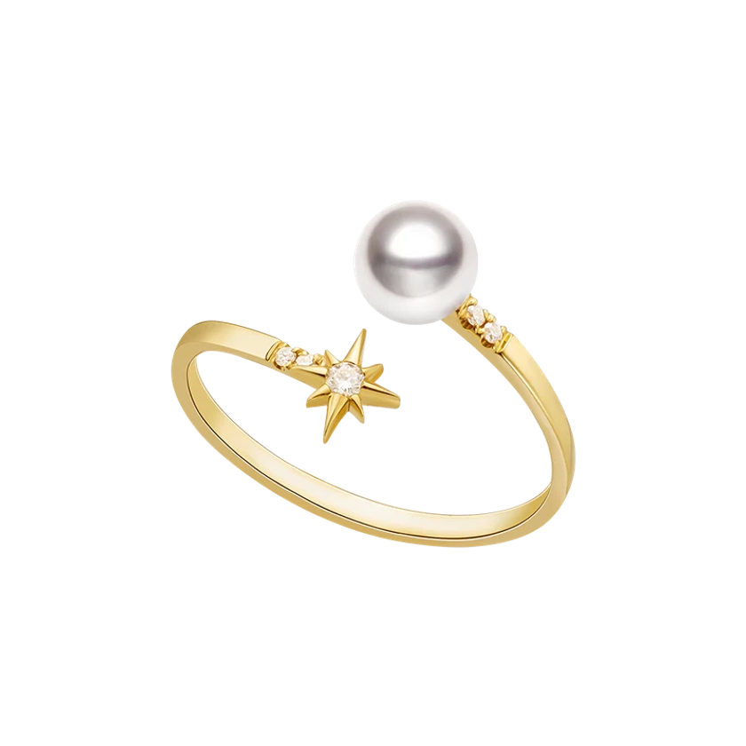 Akoya Pearl 18K Gold Diamond Ring
