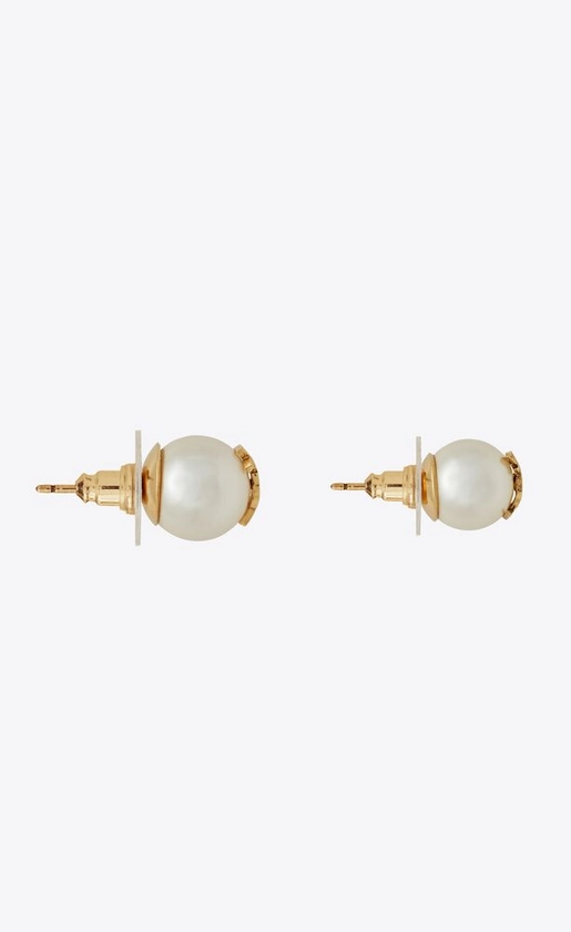 CASSANDRE pearl earrings in metal | Saint Laurent | YSL.com