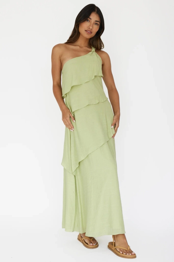 Delwyn One-Shoulder Maxi Dress Sage