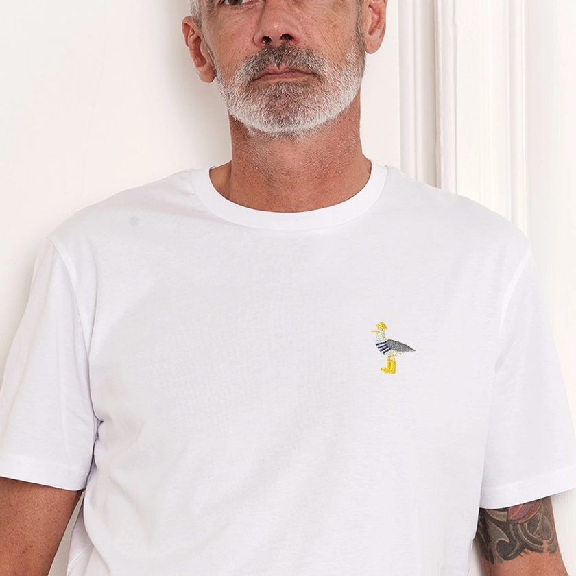 T-shirt homme brodé Goéland marinière
