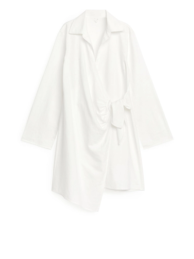 Cotton Neps Wrap Dress - White - ARKET GB