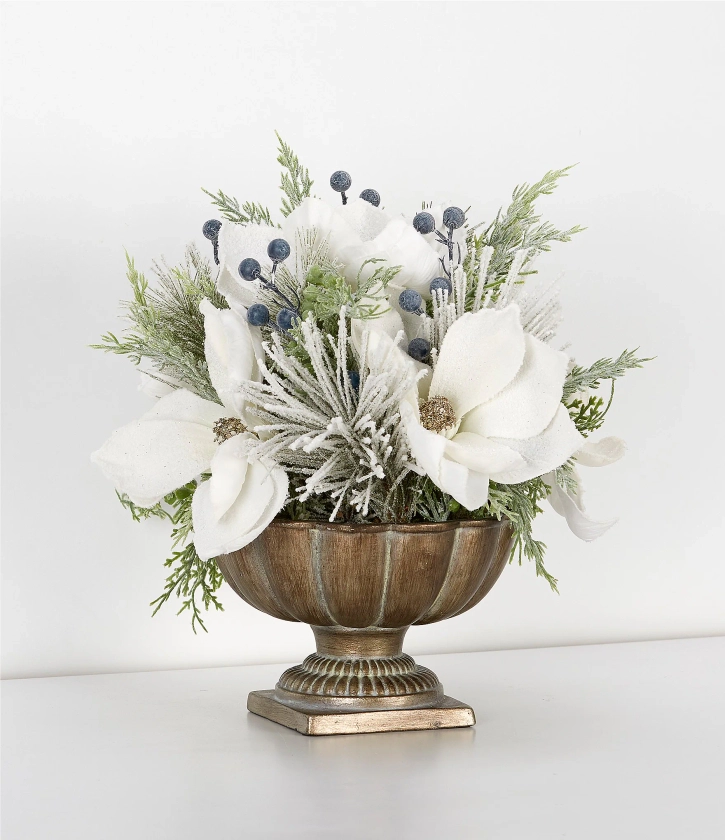 Southern Living Blue Christmas Collection Magnolia Faux Floral Arrangement | Dillard's