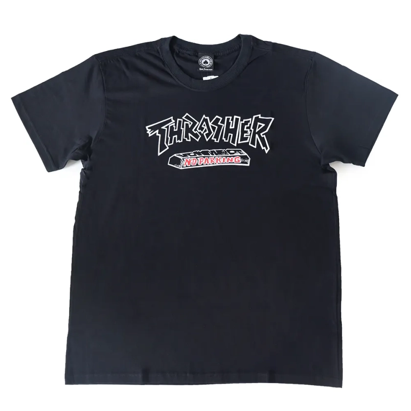 Camiseta Thrasher Magazine No Parking Block Logo - Preto Steezy