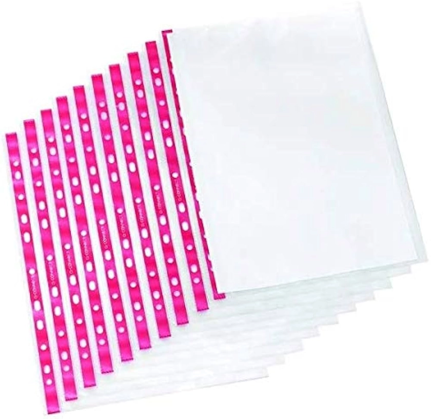 Q-Connect Delux Punched Pocket Side Opening Red Strip A4 (Pack of 25) KF01123 (1) : Amazon.co.uk: Stationery & Office Supplies