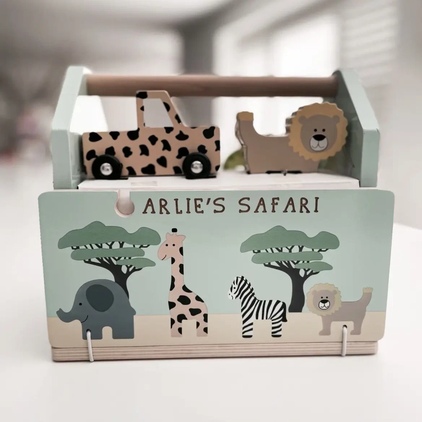 Personalised Wooden Animal Safari Train Toy - Love Unique Personal