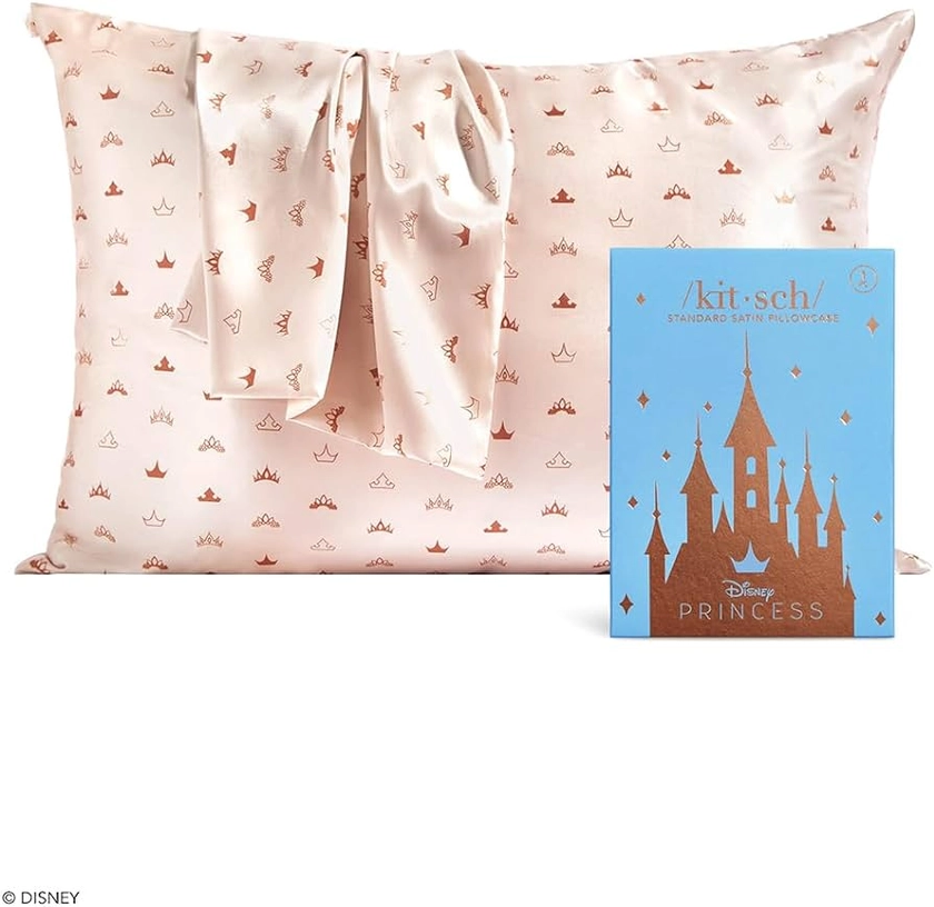 Disney x Kitsch Satin Pillowcase for Hair - Softer Than Silk Pillowcase for Hair and Skin Cooling Satin Pillowcase with Zipper | Satin Pillow Cases Standard Size - Desert Crown, 1 Pack