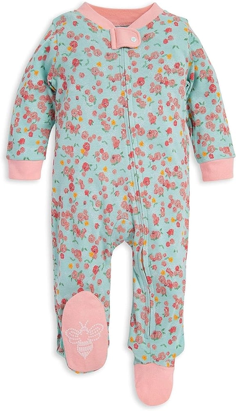 Burt's Bees Baby Girls Pajamas, Sleep and Play Loose Fit, 100% Organic Cotton Soft One-piece PJs, Sizes NB to 6-9 Months