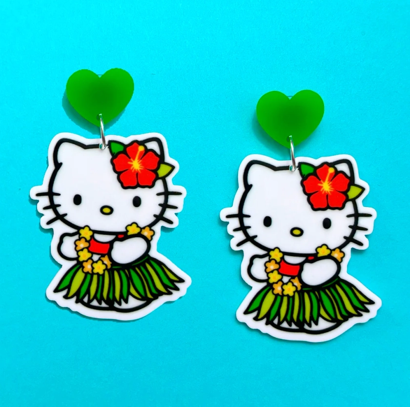 Hula Kitty Drop Earrings