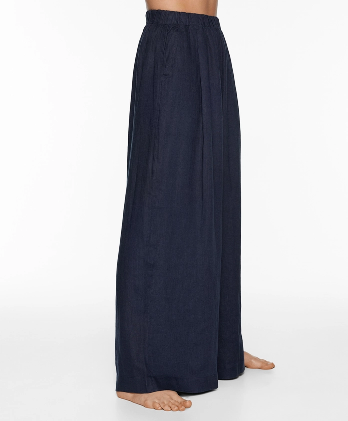 100% linen wide straight-leg trousers | OYSHO United Kingdom