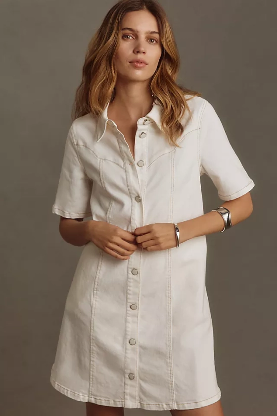 English Factory Short-Sleeve Mini Shirt Dress