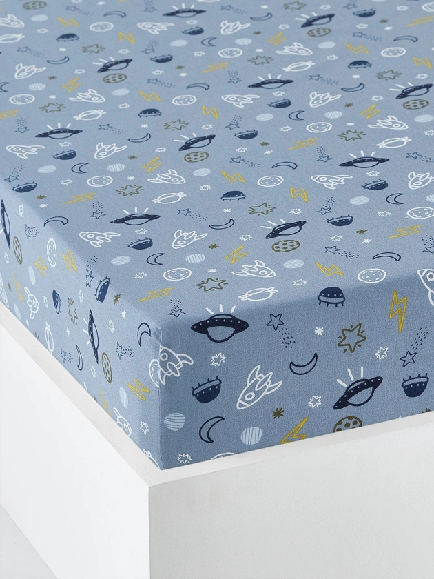 Drap-housse enfant COSMOS - bleu