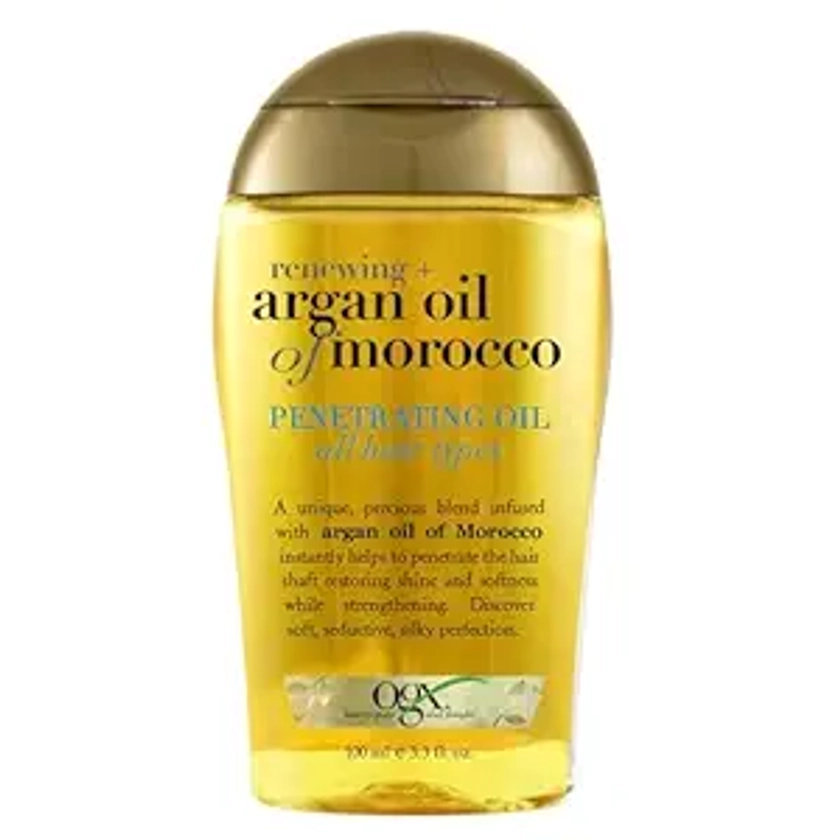 OGX Renewing + Argan Oil of Morocco Penetrating Hair Oil Treatment, Moisturizing & Strengthening Silky Oil for All Hair Types, Paraben-Free, Sulfated-Surfactants Free, 3.3 fl oz