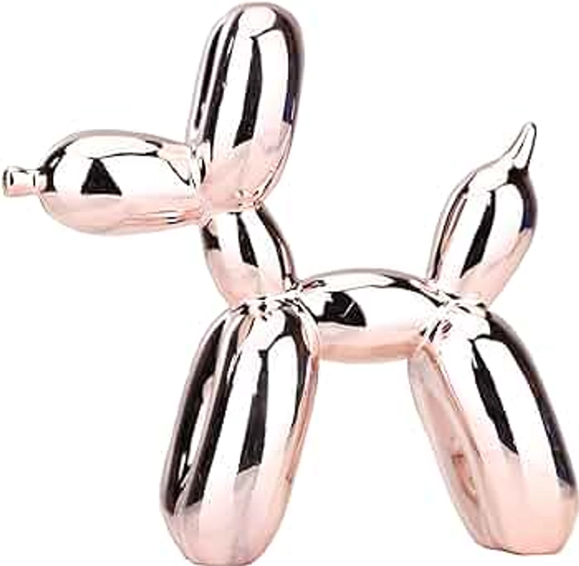 Balloon Dog Sculpture Modern Home Decor Collectible Figurines Funky Statues for Bedroom Trendy Animal Decor for Coffee Table Living Room Decor(Pink-3.9 * 3.9 * 1.5inch)
