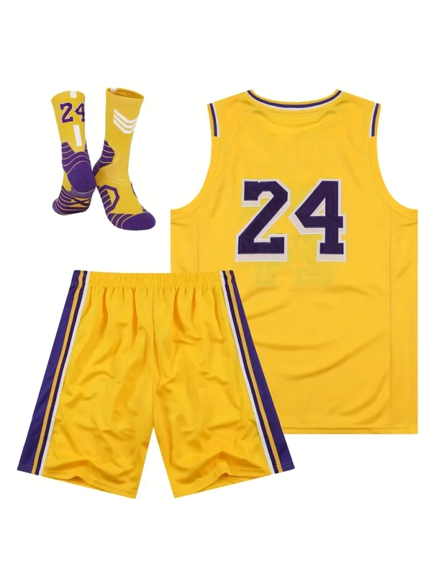 3pc Fashion Basketball Jersey Sets lightweight Basketball Sports Vests Set For Youth Boys