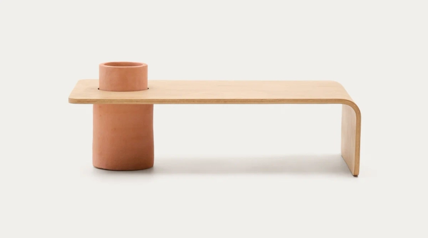 Table basse Olaria en terre cuite et placage de chêne, finition naturelle 110 x 60 cm | Kave Home®