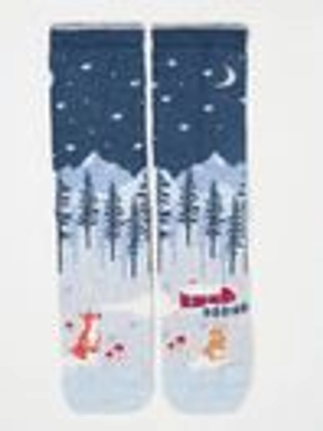 Blue Navy Womens Snow Scene Socks 1 Pack